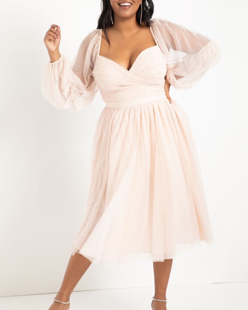 Plus size model wearing The Nabela Romantic Tulle Dress by ELOQUII | Dia&Co | dia_product_style_image_id:189306